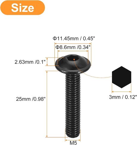 uxcell Flanged Button Head Socket Cap Screws, 50pcs M4x8mm 304 Stainless Steel Black Oxide Socket Drive Fasteners Bolts, Fully Thread Machine Screws in Saudi Arabia