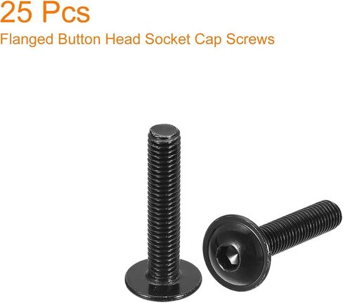 uxcell Flanged Button Head Socket Cap Screws, 50pcs M4x8mm 304 Stainless Steel Black Oxide Socket Drive Fasteners Bolts, Fully Thread Machine Screws in Saudi Arabia