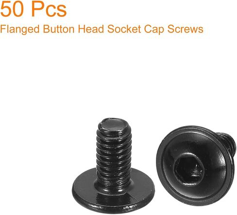 uxcell Flanged Button Head Socket Cap Screws, 50pcs M4x8mm 304 Stainless Steel Black Oxide Socket Drive Fasteners Bolts, Fully Thread Machine Screws in Saudi Arabia