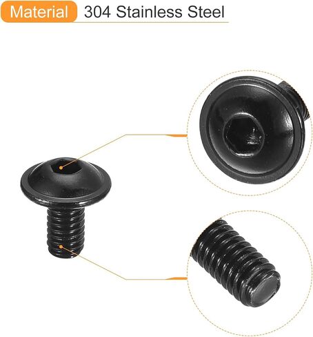 uxcell Flanged Button Head Socket Cap Screws, 50pcs M4x8mm 304 Stainless Steel Black Oxide Socket Drive Fasteners Bolts, Fully Thread Machine Screws in Saudi Arabia