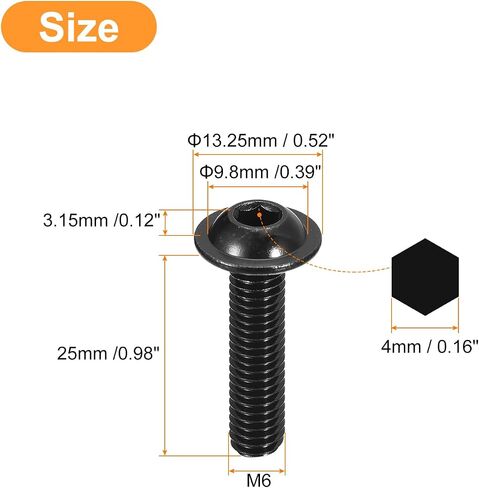 uxcell Flanged Button Head Socket Cap Screws, 50pcs M4x8mm 304 Stainless Steel Black Oxide Socket Drive Fasteners Bolts, Fully Thread Machine Screws in Saudi Arabia