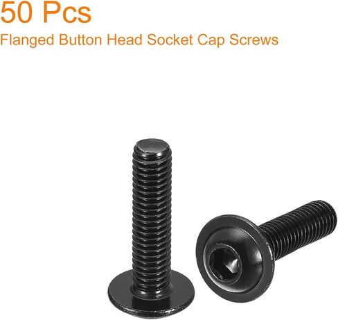 uxcell Flanged Button Head Socket Cap Screws, 50pcs M4x8mm 304 Stainless Steel Black Oxide Socket Drive Fasteners Bolts, Fully Thread Machine Screws in Saudi Arabia