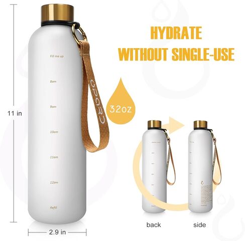 Opard 27oz/32oz Motivational Water Bottle with Time Marker to Drink, Reusable Plastic Bottle with BPA Free Tritan for Gym and Sports in Saudi Arabia