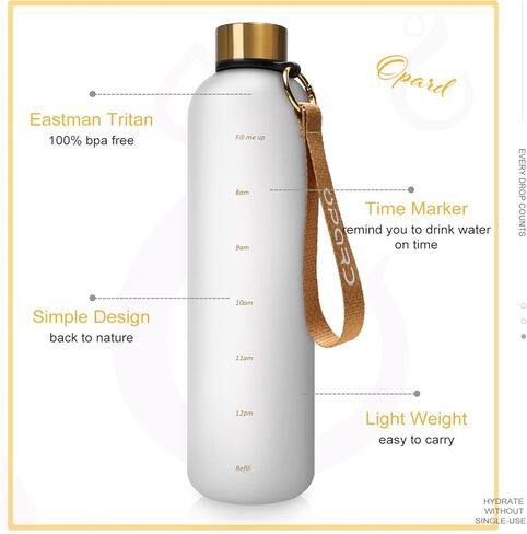 Opard 27oz/32oz Motivational Water Bottle with Time Marker to Drink, Reusable Plastic Bottle with BPA Free Tritan for Gym and Sports in Saudi Arabia
