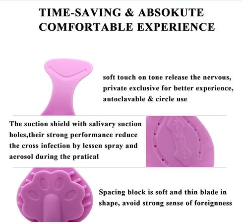 Dental Suction Shield Bite,Dental Silicone Mouth Prop,with HVE Suction Tube, Connecting Dental Saliva Ejector,Dental Bite Blocks Saliva Shield（2 PCS/Box) (Purple) in Saudi Arabia