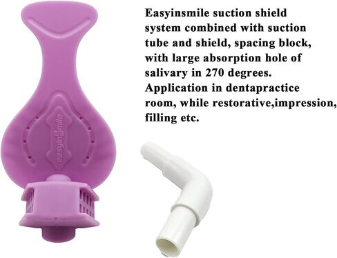 Dental Suction Shield Bite,Dental Silicone Mouth Prop,with HVE Suction Tube, Connecting Dental Saliva Ejector,Dental Bite Blocks Saliva Shield（2 PCS/Box) (Purple) in Saudi Arabia