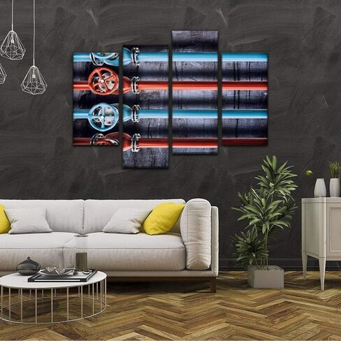 4 Panels Canvas paintings - pumpjacks, the sunset of daqing oil field oil industrys and pictures - Wall Art modern Posters Framed Ready to Hang for Home Wall Decor in Saudi Arabia