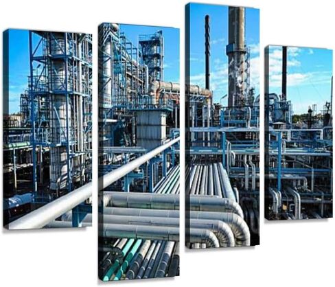 4 Panels Canvas paintings - pumpjacks, the sunset of daqing oil field oil industrys and pictures - Wall Art modern Posters Framed Ready to Hang for Home Wall Decor in Saudi Arabia