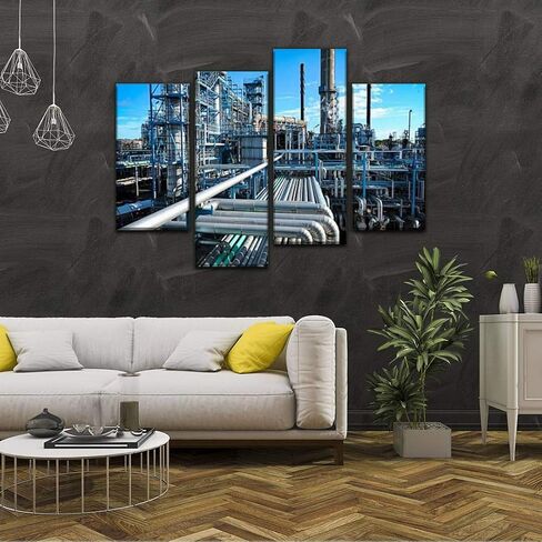 4 Panels Canvas paintings - pumpjacks, the sunset of daqing oil field oil industrys and pictures - Wall Art modern Posters Framed Ready to Hang for Home Wall Decor in Saudi Arabia