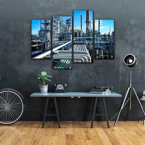 4 Panels Canvas paintings - pumpjacks, the sunset of daqing oil field oil industrys and pictures - Wall Art modern Posters Framed Ready to Hang for Home Wall Decor in Saudi Arabia