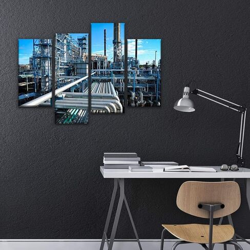 4 Panels Canvas paintings - pumpjacks, the sunset of daqing oil field oil industrys and pictures - Wall Art modern Posters Framed Ready to Hang for Home Wall Decor in Saudi Arabia