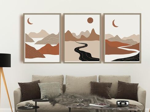ملصق قماش Wowswe-3pcs، فن حديث، لوحة قماشية بوهيمية، مطبوعات فنية على شكل قمر الشمس، صور مطبوعة تجريدية، لغرفة النوم وغرفة المعيشة، ديكور جدار الفن، ديكور الحائط، ديكور الغرفة، غير مؤطر (11 × 14 بوصة) in Kuwait