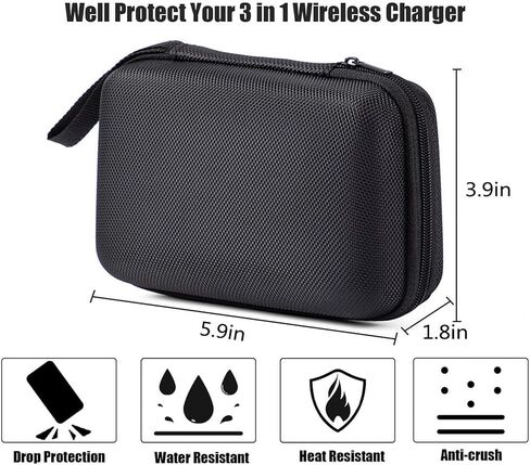 حافظة سفر لمحطة شحن الهاتف المحمول، حامل شاحن لاسلكي، حقيبة حامل تخزين محطة شحن مغناطيسية قابلة للطي لساعة أبل كابل شاحن USB-C ومحول، صندوق أسود فقط in Kuwait