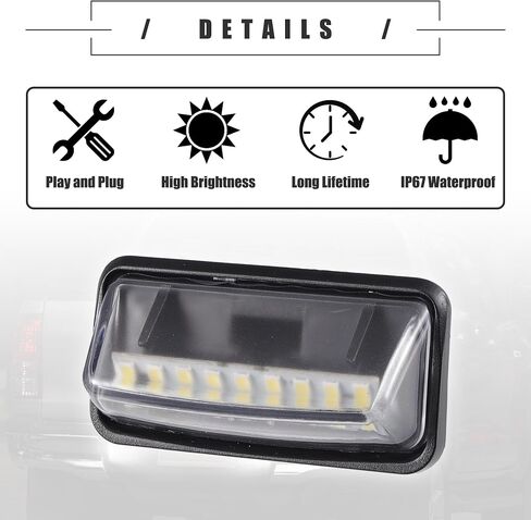 Motoforti LED لوحة ترخيص ضوء، LED لوحة ترخيص ضوء مصباح، لتويوتا أفالون 2013-2018، بلاستيك، رقم 8127033110، أسود، 2 قطعة in Saudi Arabia
