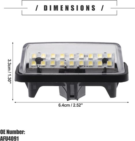 Motoforti LED لوحة ترخيص ضوء، LED لوحة ترخيص ضوء مصباح، لتويوتا أفالون 2013-2018، بلاستيك، رقم 8127033110، أسود، 2 قطعة in Saudi Arabia