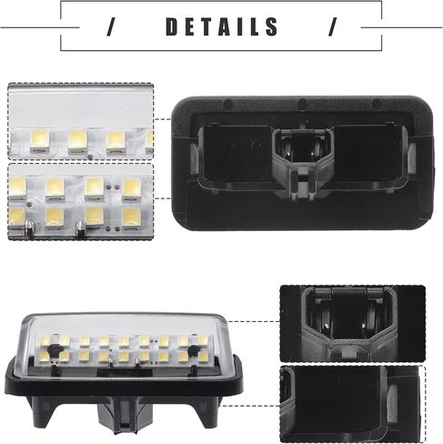 Motoforti LED لوحة ترخيص ضوء، LED لوحة ترخيص ضوء مصباح، لتويوتا أفالون 2013-2018، بلاستيك، رقم 8127033110، أسود، 2 قطعة in Saudi Arabia