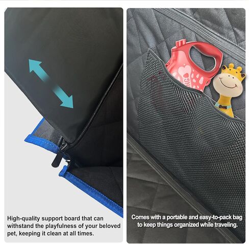 Back Seat Extender for Dogs, 600D Heavy Duty Waterproof Dog Car Seat Cover for Back Seat, Hard Bottom Dog Hammock for Car Travel Mattress, Non-Inflatable Dog Bed for Cars Trucks and SUV in Kuwait