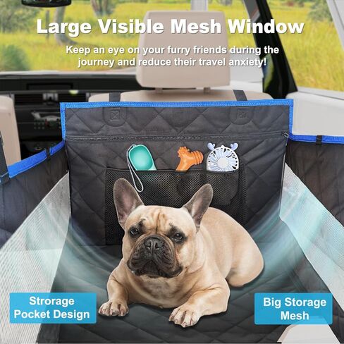 Back Seat Extender for Dogs, 600D Heavy Duty Waterproof Dog Car Seat Cover for Back Seat, Hard Bottom Dog Hammock for Car Travel Mattress, Non-Inflatable Dog Bed for Cars Trucks and SUV in Kuwait