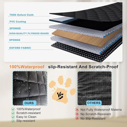 Back Seat Extender for Dogs, 600D Heavy Duty Waterproof Dog Car Seat Cover for Back Seat, Hard Bottom Dog Hammock for Car Travel Mattress, Non-Inflatable Dog Bed for Cars Trucks and SUV in Kuwait