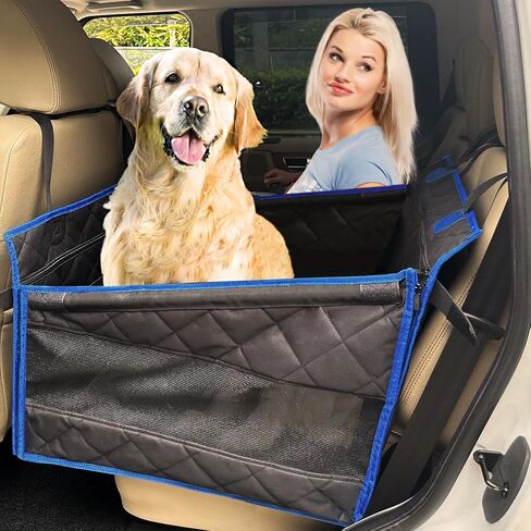 Back Seat Extender for Dogs, 600D Heavy Duty Waterproof Dog Car Seat Cover for Back Seat, Hard Bottom Dog Hammock for Car Travel Mattress, Non-Inflatable Dog Bed for Cars Trucks and SUV in Kuwait