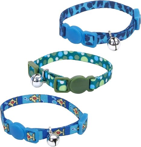 Coastal Pet - Li'l Pals - Adjustable Breakaway Kitten Collar Multipack, 5/16" x 6"-8", Fish with Bubbles, Green Dots, and Blue Leopard in Saudi Arabia