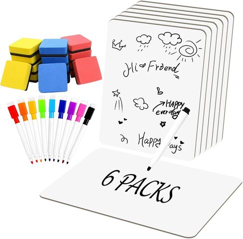 2 PC Small White Board Dry Erase Classroom Pack Boards 9"x12" Personal Whiteboards for Students Teachers School Supplies Lapboards,with Whiteboard Erasers Incl and Colors Pens in Saudi Arabia