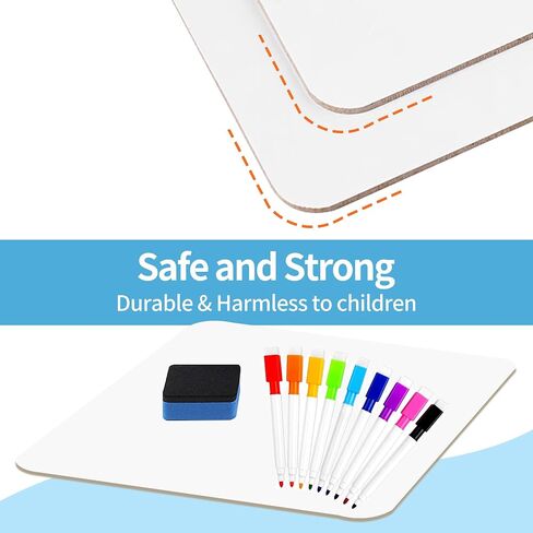 2 PC Small White Board Dry Erase Classroom Pack Boards 9"x12" Personal Whiteboards for Students Teachers School Supplies Lapboards,with Whiteboard Erasers Incl and Colors Pens in Saudi Arabia