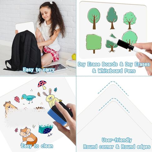 2 PC Small White Board Dry Erase Classroom Pack Boards 9"x12" Personal Whiteboards for Students Teachers School Supplies Lapboards,with Whiteboard Erasers Incl and Colors Pens in Saudi Arabia