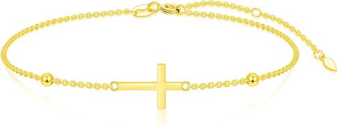 Real 14K Gold Cross Bracelet for Women Solid Gold Crucifix Bracelet for Her Girls Religious Jewelry Gifts, 6.5+2 Inches in Saudi Arabia