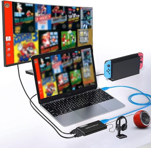 بطاقة التقاط الفيديو، HDMI إلى USB3.0 بطاقة التقاط الألعاب Grabber Loop-Out مؤتمر فيديو مباشر 1080P للكمبيوتر/الكمبيوتر المحمول/PS4/Switch/DVD/الكاميرا/HDTV/الشاشة in Kuwait