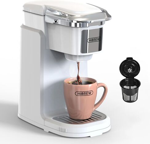 HiBREW Single Serve Coffee Maker - Portable,Coffee Machine for K Cup Pod, One Button Operation, White Color for Kitchen, Office, Camping, Hotel in Saudi Arabia