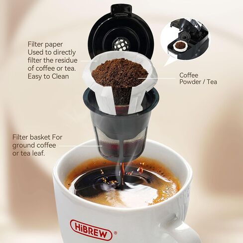 HiBREW Single Serve Coffee Maker - Portable,Coffee Machine for K Cup Pod, One Button Operation, White Color for Kitchen, Office, Camping, Hotel in Saudi Arabia