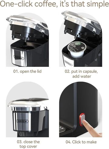 HiBREW Single Serve Coffee Maker - Portable,Coffee Machine for K Cup Pod, One Button Operation, White Color for Kitchen, Office, Camping, Hotel in Saudi Arabia