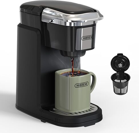 HiBREW Single Serve Coffee Maker - Portable,Coffee Machine for K Cup Pod, One Button Operation, White Color for Kitchen, Office, Camping, Hotel in Saudi Arabia