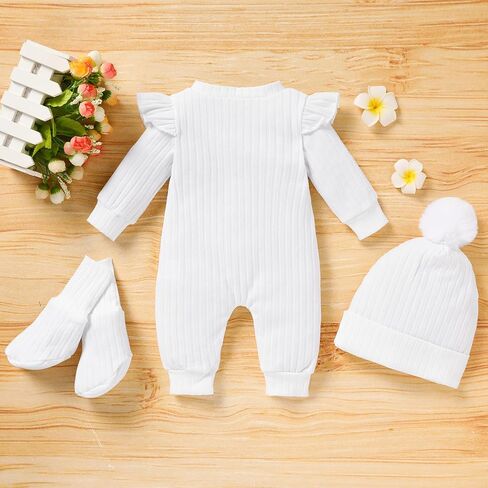 GRNSHTS الوليد طفلة رومبير الصلبة مضلع بذلة طويلة الأكمام أزرار 3 قطعة ملابس الرضع ملابس الخريف الشتاء in Kuwait