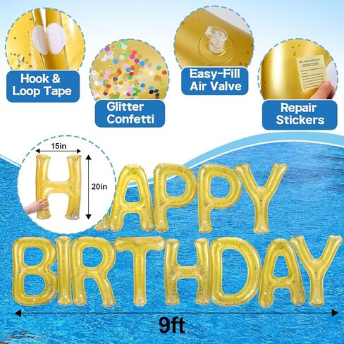 حمام سباحة عيد ميلاد سعيد - زخارف حفلات حمام السباحة بأحرف عائمة مقاس 20 بوصة، نقاط لاصقة قوية كبيرة، سهلة التركيب - ديكورات حفلات أعياد الميلاد لديكور حفلات حمام السباحة الصيفية هدية للأطفال in Kuwait