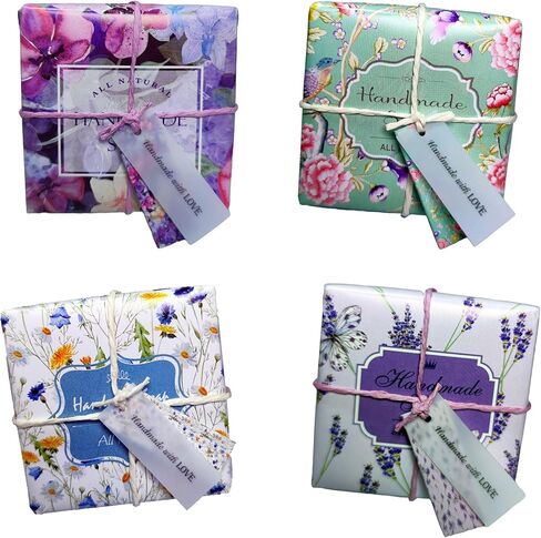 ZZYBIA 100 sets Handmade Soap Gift Wrapping Packing set with Cure Label (Floral) in Kuwait