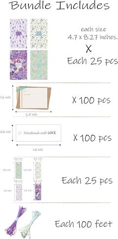 ZZYBIA 100 sets Handmade Soap Gift Wrapping Packing set with Cure Label (Floral) in Kuwait