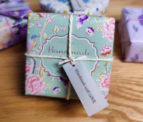 ZZYBIA 100 sets Handmade Soap Gift Wrapping Packing set with Cure Label (Floral) in Kuwait