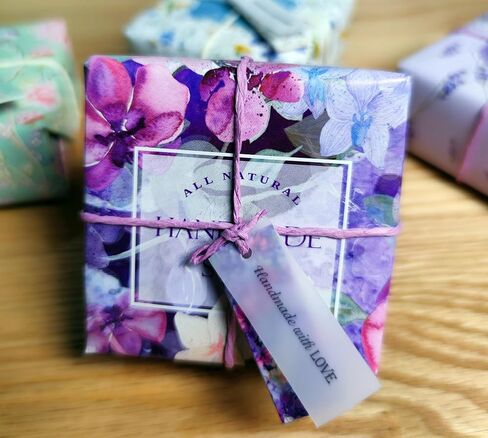 ZZYBIA 100 sets Handmade Soap Gift Wrapping Packing set with Cure Label (Floral) in Kuwait