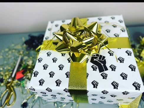 Makena Prints All Occasion Black Power Premium Wrapping Paper with Cut Lines on Reverse (30 inches by 16 feet; 40sq ft per roll) for Birthdays, Weddings, Bridal Showers, Baby Showers, and more in Saudi Arabia