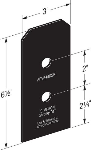 Simpson Strong-Tie APVB44DSP - لهجات خارجية ZMAX، لوحة جانبية بقاعدة سوداء لـ 4x 2ct in Kuwait