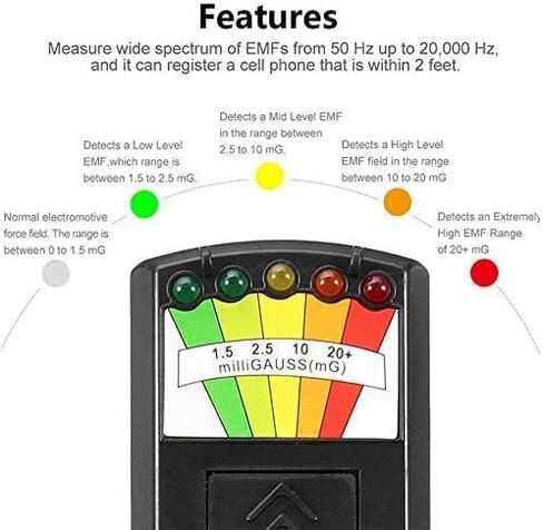 2 PCS 5 LED EMF Meter Magnetic Field Detector Ghost Hunting Paranormal Equipment Tester Counter in Kuwait