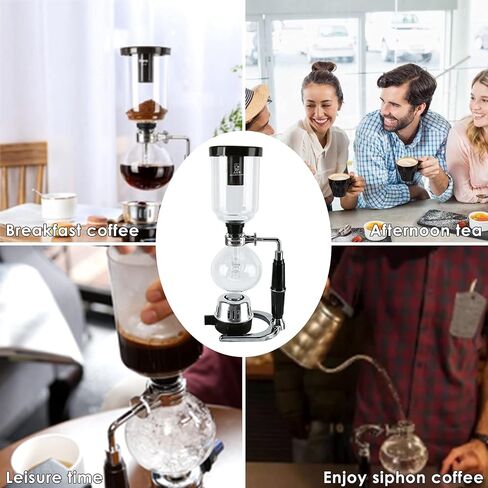 Amarine Made 5-Cup Siphon Syphon Coffee Maker，Tabletop Siphon Coffee Maker，Glass Siphon Vacuum Coffee Maker，16 Ounce, Clear with Alcohol Burner (TCA-5) in Saudi Arabia