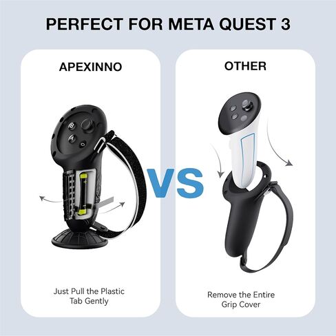 غطاء مقابض وحدة تحكم الواقع الافتراضي المطورة لملحقات Meta Quest 3، وواقي وحدات التحكم من السيليكون لـ Oculus Quest 3، مع غطاء فتح البطارية، وحزام يد قابل للتعديل، وكوب شفط in Kuwait