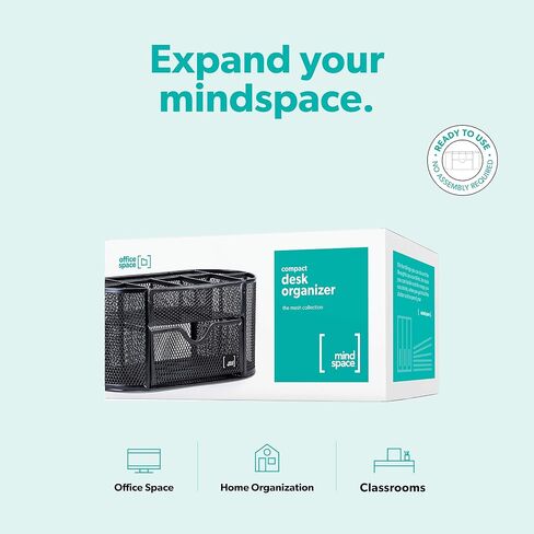 Mindspace Office Desk Organizer with 8 Compartments + Drawer | Desk Caddy Pen Holder For Office Accessories | The Mesh Collection, Black in Saudi Arabia