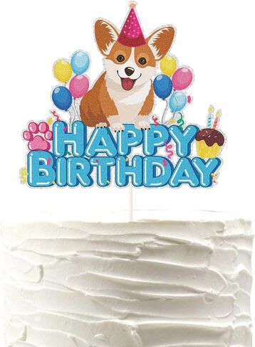 الكلب عيد ميلاد سعيد كعكة توبر، جرو الحيوانات الأليفة تحت عنوان Bday حزب كعكة الديكور، الكولي وفصيل كورجي تحت عنوان زينة الحزب. in Kuwait