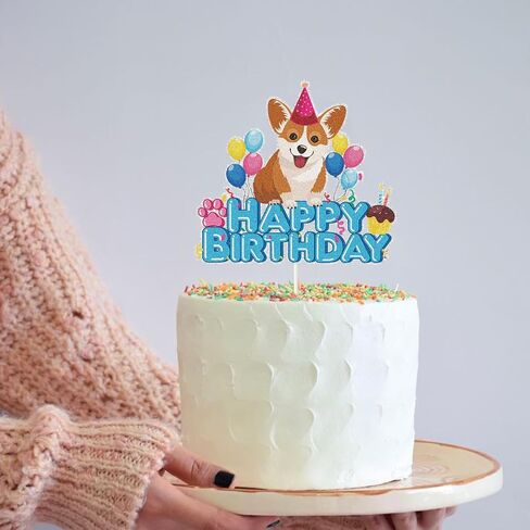 الكلب عيد ميلاد سعيد كعكة توبر، جرو الحيوانات الأليفة تحت عنوان Bday حزب كعكة الديكور، الكولي وفصيل كورجي تحت عنوان زينة الحزب. in Kuwait