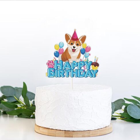 الكلب عيد ميلاد سعيد كعكة توبر، جرو الحيوانات الأليفة تحت عنوان Bday حزب كعكة الديكور، الكولي وفصيل كورجي تحت عنوان زينة الحزب. in Kuwait