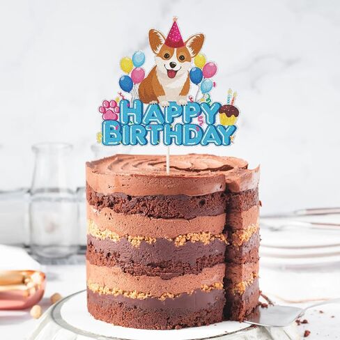 الكلب عيد ميلاد سعيد كعكة توبر، جرو الحيوانات الأليفة تحت عنوان Bday حزب كعكة الديكور، الكولي وفصيل كورجي تحت عنوان زينة الحزب. in Kuwait